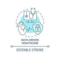 Data-driven healthcare turquoise concept icon. Medicine macro trends abstract idea thin line illustration. Isolated outline drawing. Editable stroke. vector