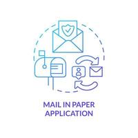 Mail in paper application blue gradient concept icon. Sending documents. Way to get insurance abstract idea thin line illustration. Isolated outline drawing. vector