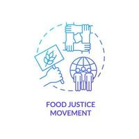 icono de concepto de gradiente azul del movimiento de justicia alimentaria. iniciativa mundial. enfoques de seguridad alimentaria idea abstracta ilustración de línea delgada. dibujo de contorno aislado. vector