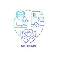 icono de concepto de gradiente azul de medicare. programa de salud. el seguro social federal incluye una ilustración de línea delgada de idea abstracta. dibujo de contorno aislado. vector