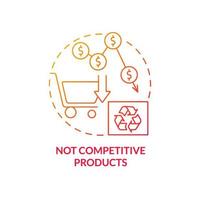 Not competitive products red gradient concept icon. Circular economy obstacle abstract idea thin line illustration. Green product success. Isolated outline drawing. vector