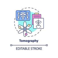 icono del concepto de tomografía. tecnología de atención al paciente. imagen de diagnóstico idea abstracta ilustración de línea delgada. dibujo de contorno aislado. trazo editable. vector