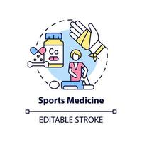 Sports medicine concept icon. Athlete support. Medical center service abstract idea thin line illustration. Isolated outline drawing. Editable stroke. vector