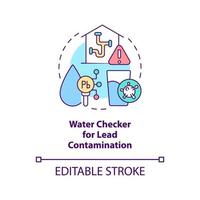 Water checker for lead contamination concept icon. Water pollution solution abstract idea thin line illustration. Isolated outline drawing. Editable stroke. vector