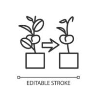 Withered plant linear icon. Fading and wilting flowers and houseplants. Indoor gardening hobby. Thin line illustration. Contour symbol. Vector outline drawing. Editable stroke.