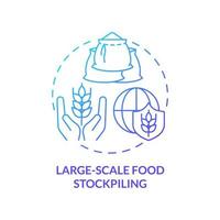 Large scale food stockpiling blue gradient concept icon. Products storage. Food security approaches abstract idea thin line illustration. Isolated outline drawing. vector