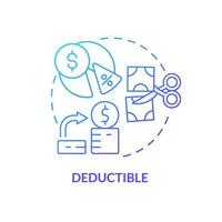 Deductible blue gradient concept icon. Coverage payment before claim. Insurance program component abstract idea thin line illustration. Isolated outline drawing.