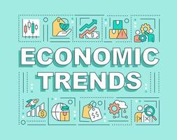 Economic trends word concepts green banner. Tendencies in business. Infographics with icons on color background. Isolated typography. Vector illustration with text.