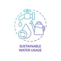 Sustainable water usage blue gradient concept icon. Circular economy essential abstract idea thin line illustration. Encouraging water conservation. Isolated outline drawing. vector