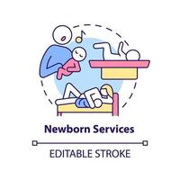 Newborn services concept icon. Baby care assistance. Medical center abstract idea thin line illustration. Isolated outline drawing. Editable stroke. vector