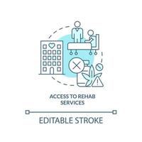 Access to rehab services turquoise concept icon. Drug addiction treatment abstract idea thin line illustration. Isolated outline drawing. Editable stroke. vector