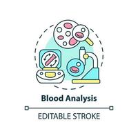 Blood analysis concept icon. Patient testing service. Diagnostic services abstract idea thin line illustration. Isolated outline drawing. Editable stroke. vector