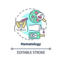 Hematology concept icon. Blood studying and analyzing. Medical center service abstract idea thin line illustration. Isolated outline drawing. Editable stroke. vector