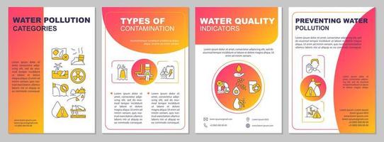 plantilla de folleto de gradiente rojo de clasificación de contaminación del agua. prevención. diseño de folletos con iconos lineales. 4 diseños vectoriales para presentación, informes anuales. vector