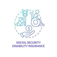 Social security disability insurance blue gradient concept icon. Federal coverage includes abstract idea thin line illustration. Isolated outline drawing. vector