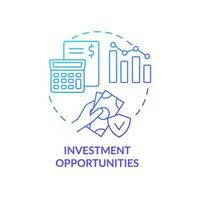 Investment opportunities blue gradient concept icon. Customer profit. Insurance policy benefits abstract idea thin line illustration. Isolated outline drawing. vector