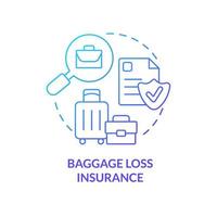 Baggage loss insurance blue gradient concept icon. Luggage safety. Travel accident financial coverage abstract idea thin line illustration. Isolated outline drawing.