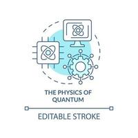 Physics of quantum turquoise concept icon. Processing information. Tech macro trends abstract idea thin line illustration. Isolated outline drawing. Editable stroke. vector