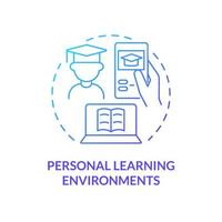 Personal learning environments blue gradient concept icon. Online source. Lifelong learning contexts abstract idea thin line illustration. Isolated outline drawing. vector