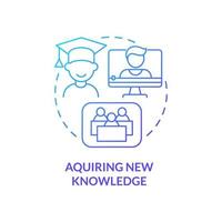 Acquiring new knowledge blue gradient concept icon. Online course. Lifelong learning examples abstract idea thin line illustration. Isolated outline drawing. vector