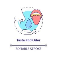 Taste and odor concept icon. Water quality analysis abstract idea thin line illustration. Drinking water assessment. Isolated outline drawing. Editable stroke. vector