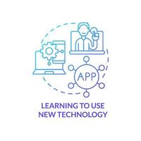 Learning to use new technology blue gradient concept icon. Electronic learning. Lifelong learning examples abstract idea thin line illustration. Isolated outline drawing. vector