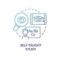 Self taught study blue gradient concept icon. Self initiative education. Lifelong learning examples abstract idea thin line illustration. Isolated outline drawing. vector