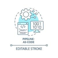 Pipeline-as-code turquoise concept icon. Automation in programming. Tech macro trends abstract idea thin line illustration. Isolated outline drawing. Editable stroke. vector