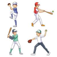 boy playing baseball vector