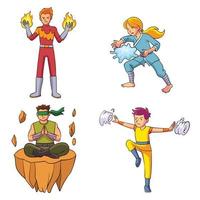 Heroes with the power of four elements vector