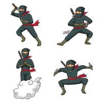 vector de varios movimientos de ninja