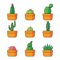 dibujado a mano ilustración de colección de cactus vector