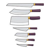hand drawn kitchen knife collection vector