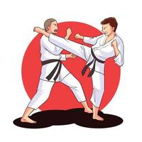 pelea de karate dibujada a mano 1 vector