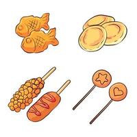 hand drawn korean street food vector