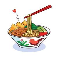 hand drawn mie ayam food vector