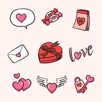 hand drawn of valentine's day elements vector