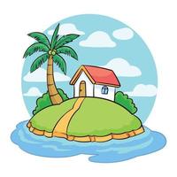 hand drawn small island 1 vector