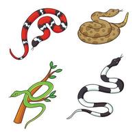 colección de serpientes dibujadas a mano 1 vector