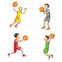 niño jugando baloncesto vector