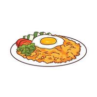 hand drawn fried rice with egg vector