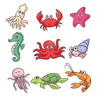 hand drawn cute sea animal vector