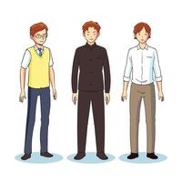 hand drawn japanese male students vector