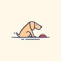 lindo perro con comida logo diseño vector ilustración