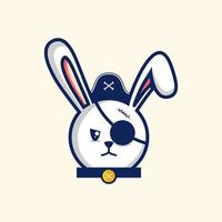 Cute rabbit pirate logo design vector illustration