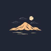 ilustración de vector de diseño de logotipo de paisaje nocturno de montaña