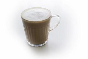 Hot coffee latte white background photo