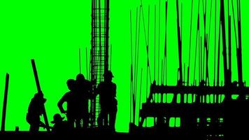 groen scherm, bouwvakker op de werkplek. video