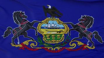 Flag of Pennsylvania state, region of the United States, waving at wind. 3d rendering photo
