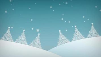 feliz navidad y feliz año nuevo concepto. nevadas de invierno sobre un fondo azul. representación 3d foto